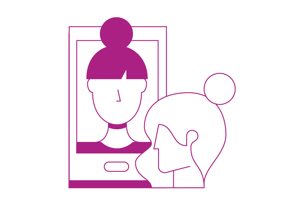 Illustration showing two people using video calling