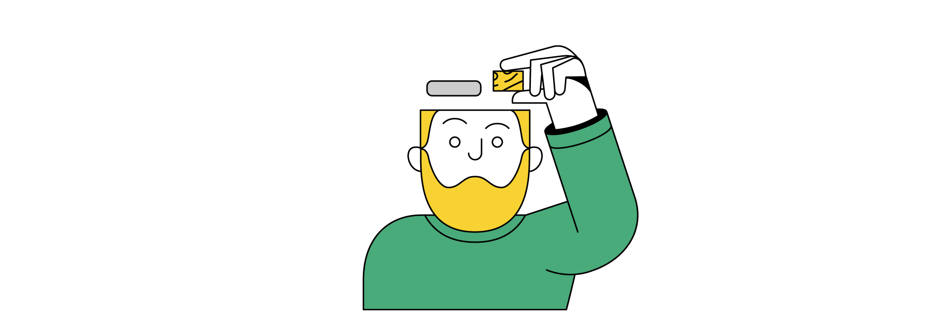 Illustratie van een figuur die een blokje in zijn geheugen stopt
