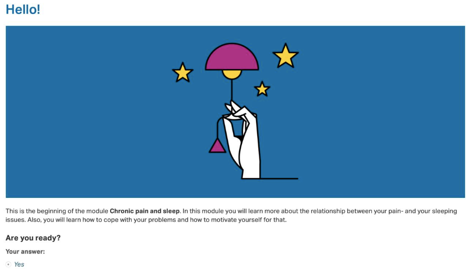 Screenshot of chronic pain and sleep module