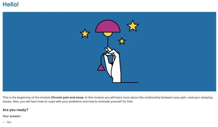 Screenshot of chronic pain and sleep module