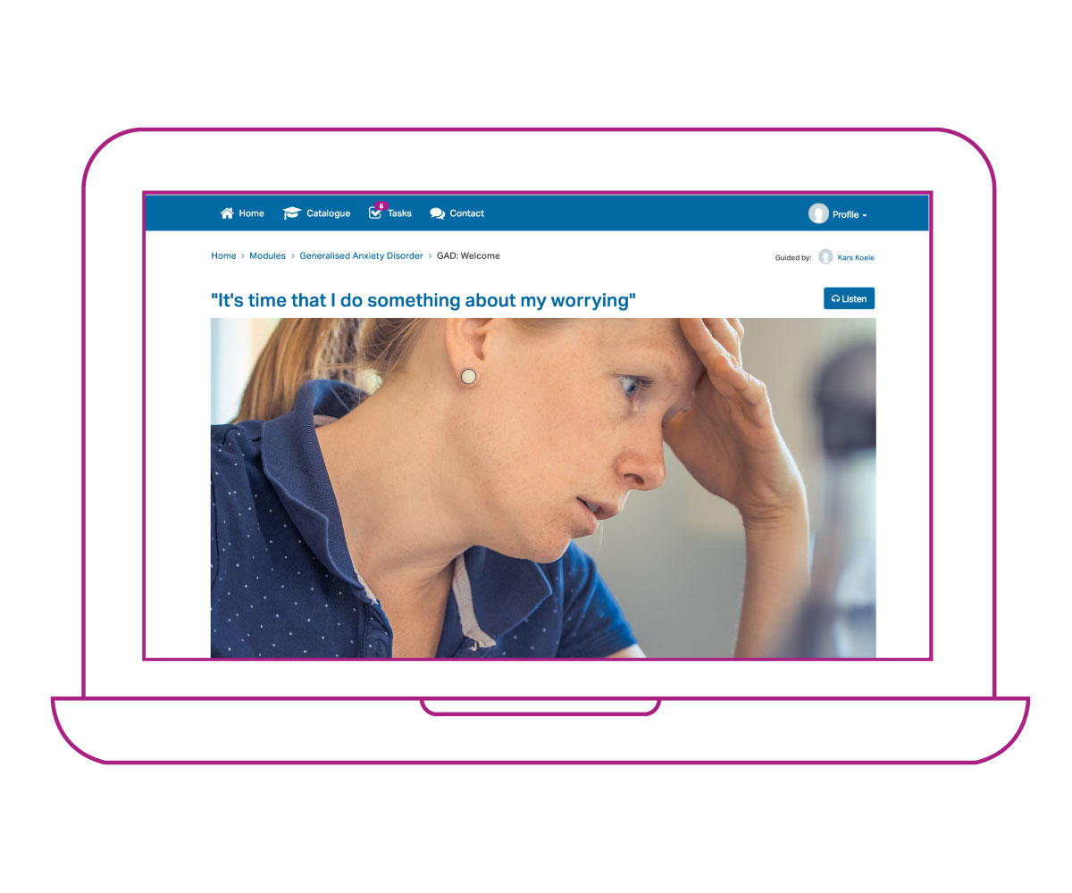 Screenshot from the ehealth module Generalised Anxiety Disorder