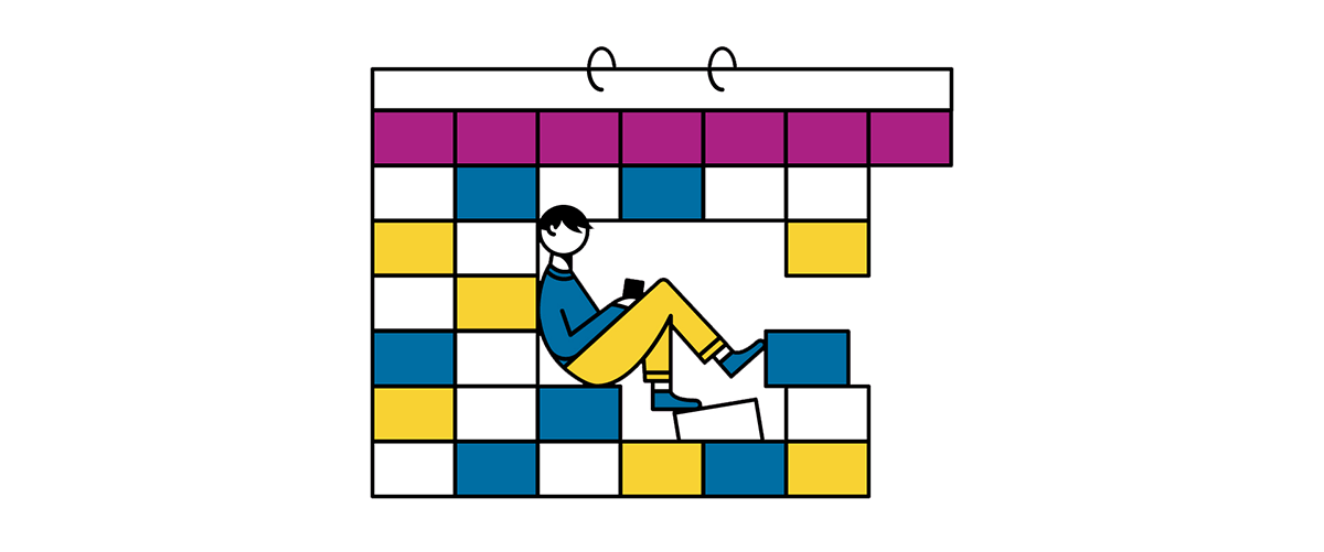 Illustratie van iemand die zijn agenda omarmt