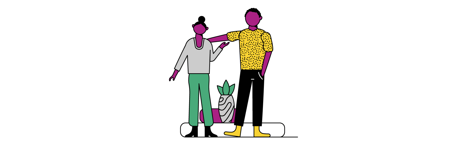 Afbeelding van een man en vrouw die vriendschappelijk met elkaar omgaan