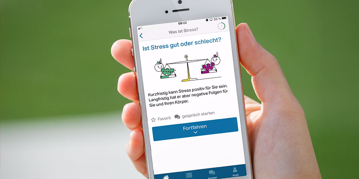 Bildschirmfoto Online-Intervention „Was ist Stress?“