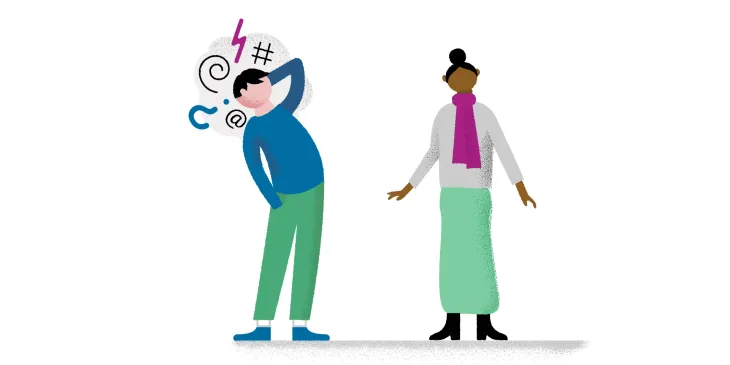 Illustratie die symbool staat voor iemand die het lastig vind zich te verplaatsen in anderen