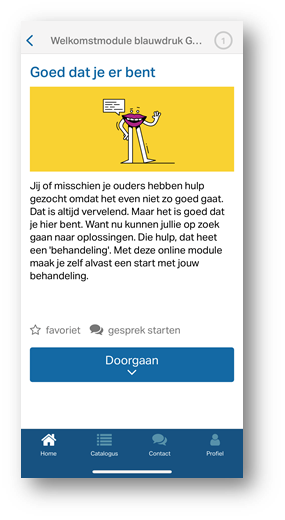 afbeelding van het eerste scherm van de welkomstmodule