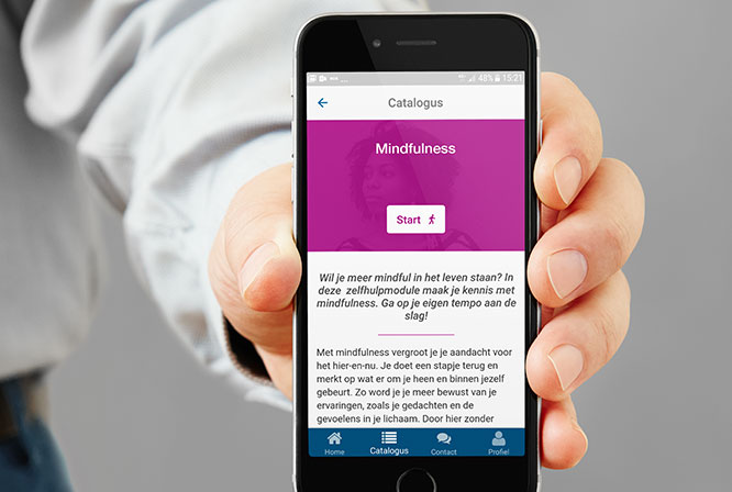 Screenshot van de mindfulnessmodule