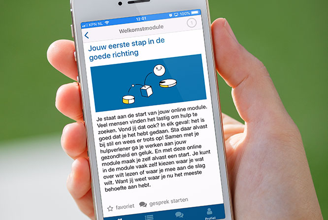 Screenshot van onze welkomstmodule