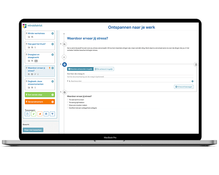 Een screenshot van het Minddistrict CMS