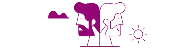 Two faces showing feelings around trauma