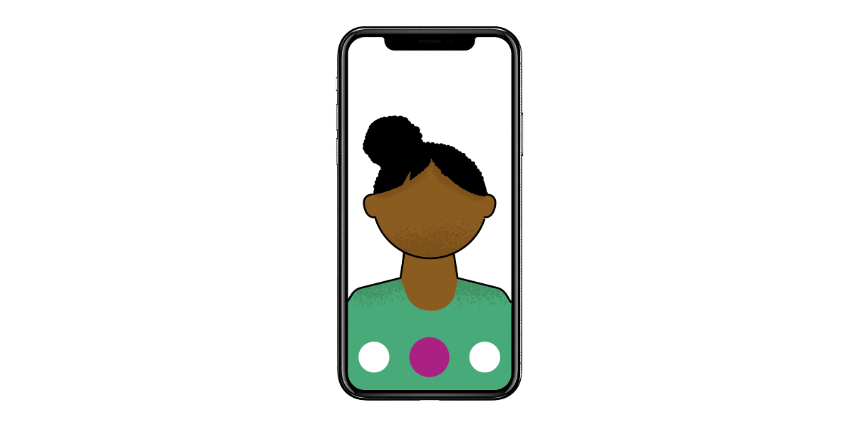 A smartphone showing a video call between therapist and patient