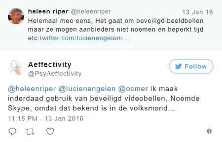 Twitter tweet ik maak gebruik van beveiligd videobellen