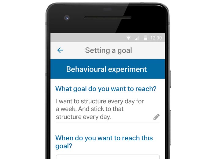 Screenshot of setting a goal in a plan