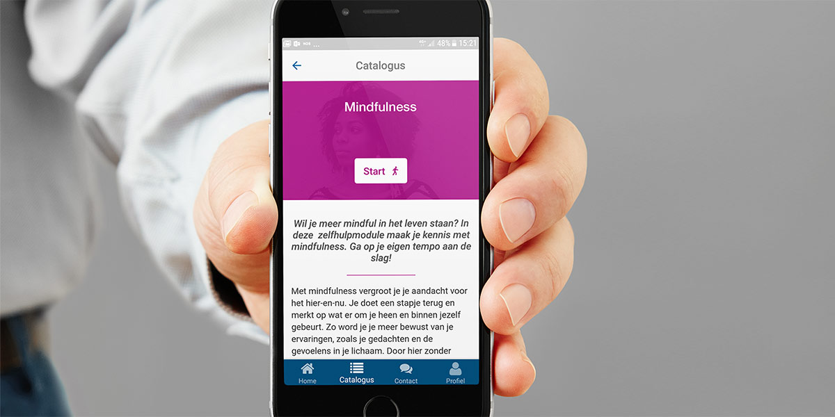afbeelding van de module mindfulness in de zelfhulpcatalogus op de app