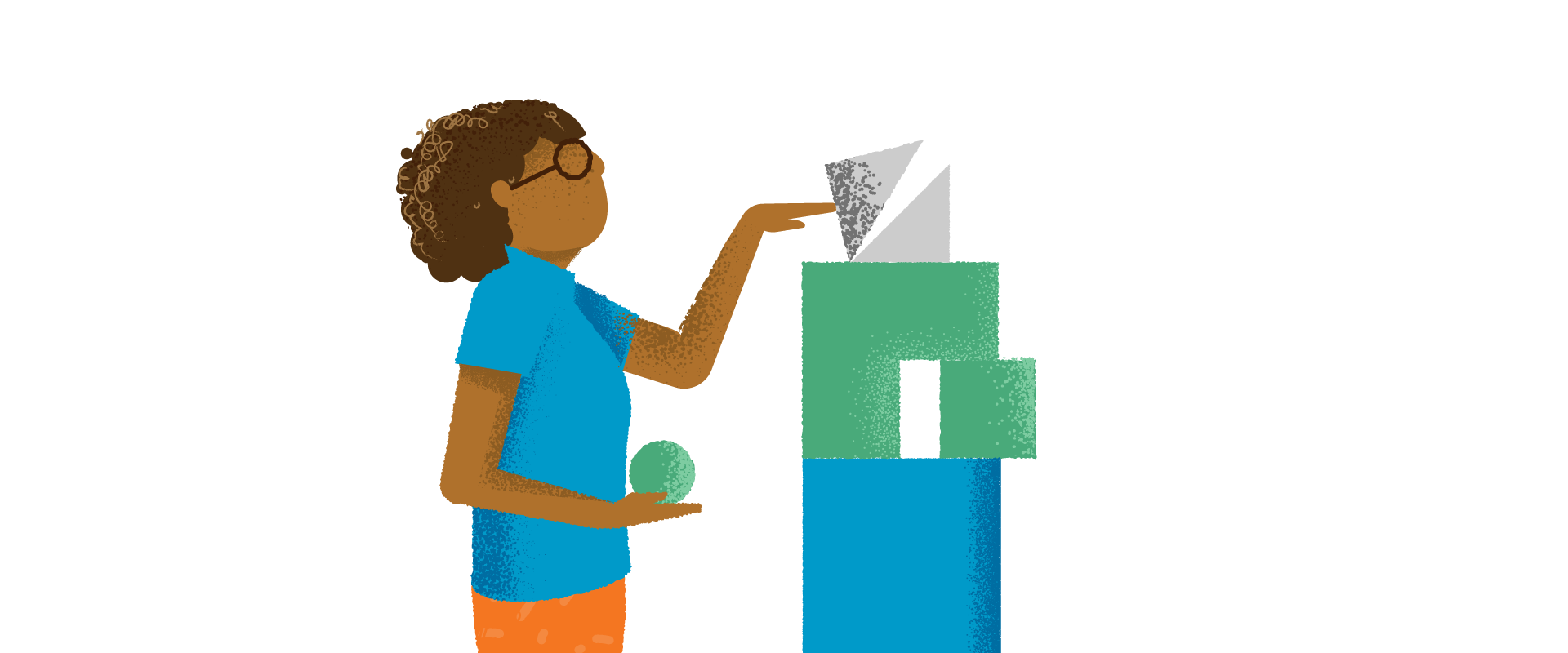 Illustration of woman with building blocks