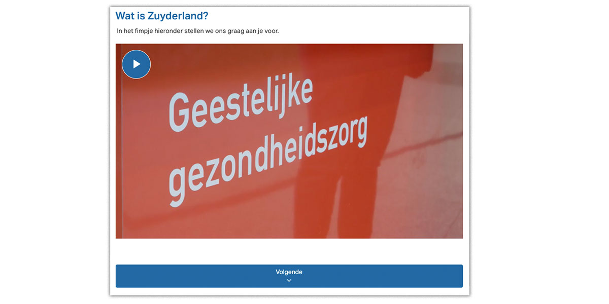 Screenshot van een welkomstvideo van Zuyderland