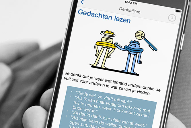 Afbeelding van de module gedachten lezen op een telefoon