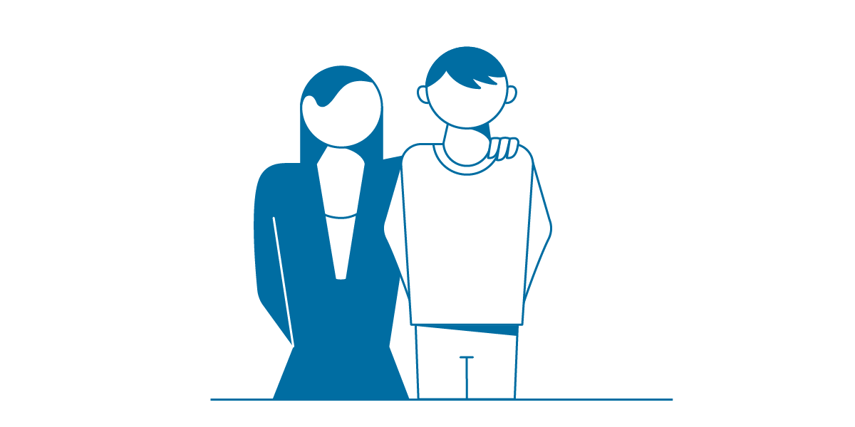 Illustration of two colleagues supporting each other